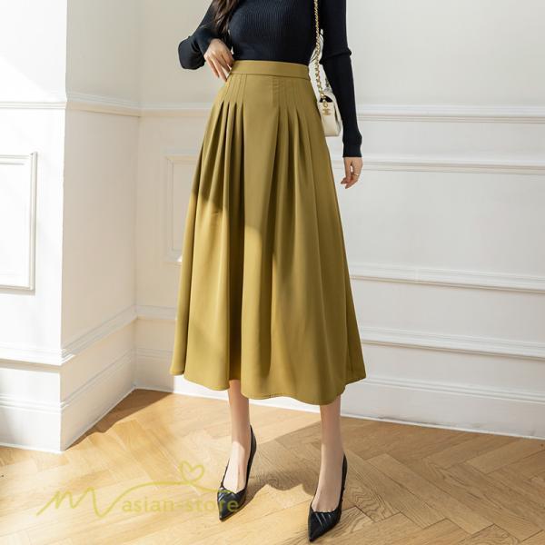 スカート | Aラインレディース 着痩せ 秋 冬 新作 ハイウエスト ロング丈 ウエストゴム 20代 30代 カジュアル OL ビジネス 秋冬 40代 コーデ 50代