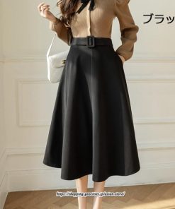 スカート | レディース 秋 冬 秋冬 ミモレ丈 膝丈 ロング 無地 ミディアム丈 ひざ丈 厚手 Aライン ハイウエスト 2022年秋冬 通学 暖か おしゃれ 通勤 ラシャ