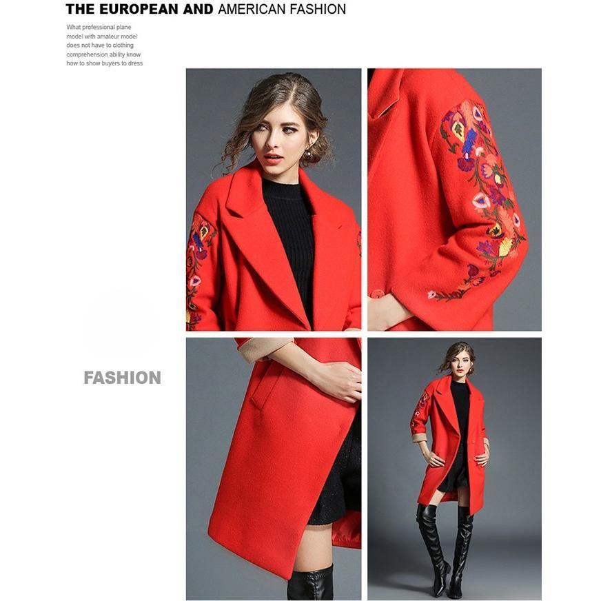 チェスターコート | コート レディースコート アウター ロング丈 刺繍 ロングコート 花柄 ゆったり 大人 上品 オフィス 通勤 長袖 お洒落 大きいサイズ