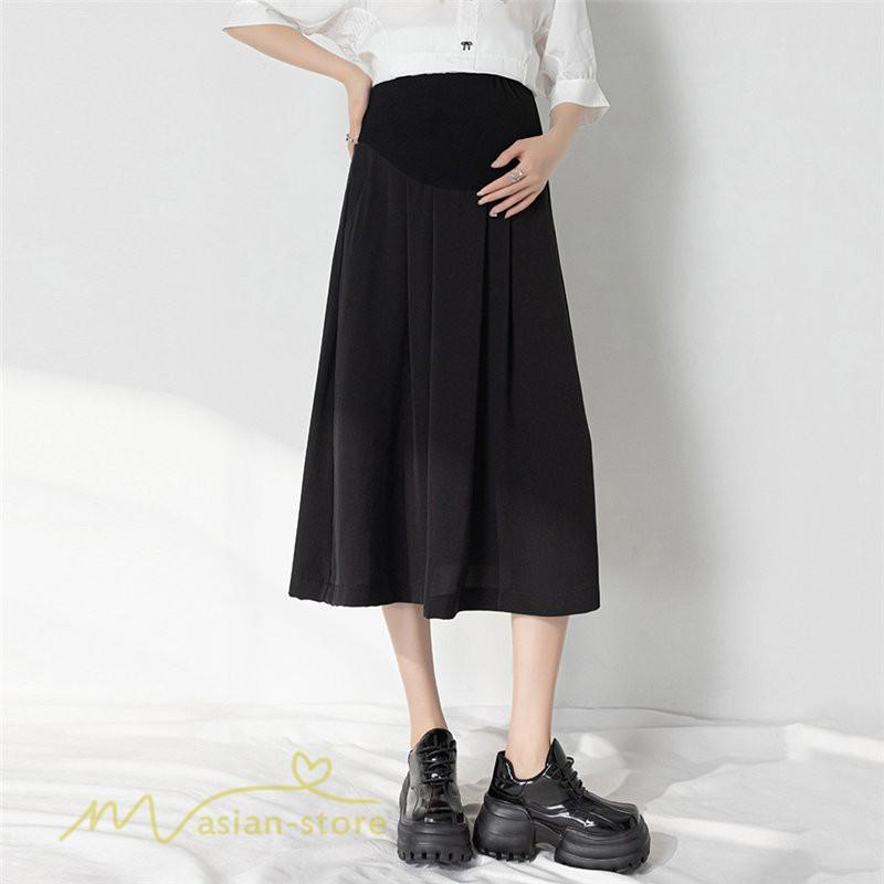 スカート | マタニティAライン マタニティウェア 春 夏 秋 無地 Aラインマタニティ 妊婦 ひざ下丈 ウエスト調整 着痩せ ゆったり 送料無料