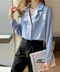 シャツ・ブラウス | ブラウス レディース 長袖ブラウス 春秋 オフィスブラウス 白vネック オシャレブラウス シフォントップス 韓国風 大人 上品 通勤OL ゆったりシャツ 50代 40代