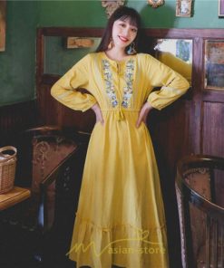 マキシ | ワンピース レディース ロング 夏秋 ゆったり 丸首 ナチュラル フレア ウィメンズ 女性用 同窓会 女子会 普段使い デート カジュアル 人気 Aライン 着やせ