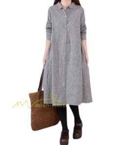 ミディアム | シャツワンピ 2WAY カーディガン 長袖 ロング 無地 体型カバー ワンピース アウター レディース チェック柄 通学通勤 お出かけ OL 春秋 20代/30代/40代/50代