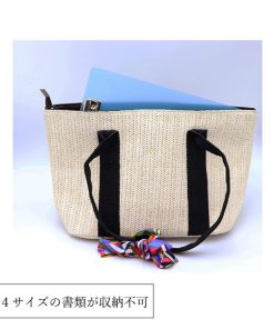 ハンドバッグ | 草編みバッグ リボン スカーフ付き かごバッグ 手提げバッグ レディース ストローバッグ 大容量 トートバッグ ハンドバッグ