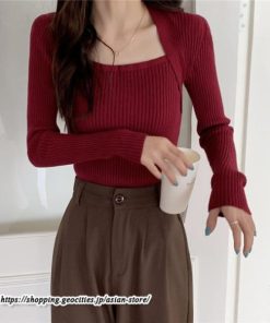 ニット・セーター | カットソー ニット レディース リブニット 長袖 秋冬 春 トップス スリム ストレッチ インナー 無地 通学通勤 着痩せ 長袖ニット 長袖カットソー プルオーバー
