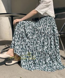 スカート | フレアロング レディース シフォンシフォン マキシマキシ 無地 体型カバー ウエストゴム マキシ丈 ひざ下 花柄 上品 膝下