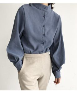 シャツ・ブラウス | シャツブラウス レディーストップス パフスリーブ 可愛い ビジネスカジュアルウェア エレガント 通学通勤 柔らか つや消しシャツ S L M 2020秋冬 XL 4色