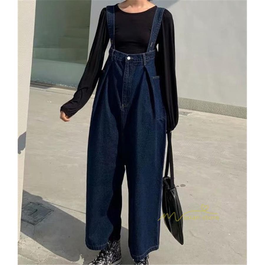 オーバーオール サロペット | オーバーオール レディース デニムサロペット サロペットパンツ 秋服 ボトムス オールインワン ゆったり 通勤通学 ガウチョパンツ ワイドパンツ サロペット