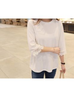 ｔシャツ・カットソー | トップス レディースTシャツ 大きいサイズ ゆったり シャツ 春夏 カジュアル 20代 30代 ビックティーシャツ カットソーTシャツ 丸首 7分袖 トレンド レース