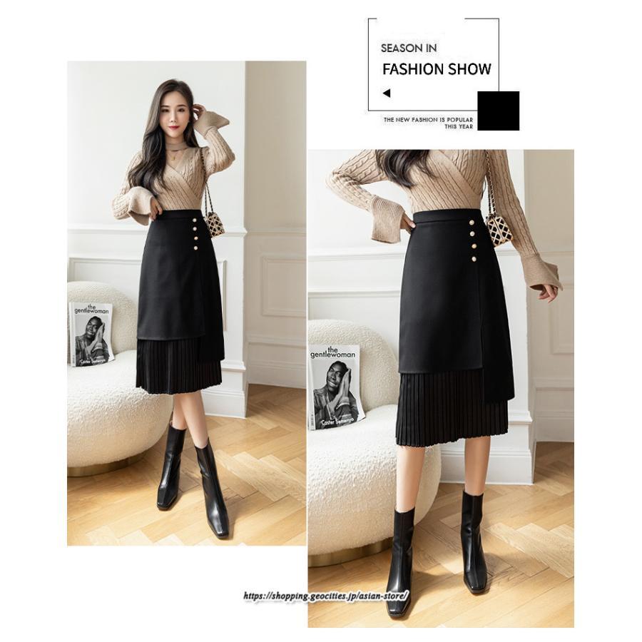 スカート | ロングプリーツカート Aライン 秋冬 レディース ボトムス 通勤 着痩せ キレイめ 20代30代40代50代 カジュアル 上品 ラシャ 大人気