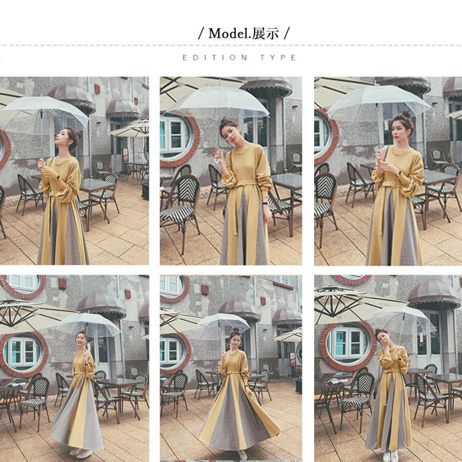 ワンピース | ロング春 異素材フレアワンピ