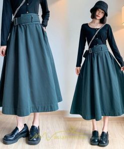 スカート | 綿秋 Aラインロングレディース 秋物 ボトムス 秋服 無地 体型カバー 30代通学通勤 40代50代 大人 おしゃれ感