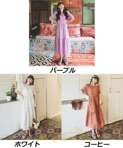 マキシ | ワンピース 夏 レース 半袖 ロングワンピ ワンピ ロング丈ワンピース ロングワンピース 無地 可愛い ナチュラル きれいめ 外出 大人 お出かけ かわいい 着痩せ