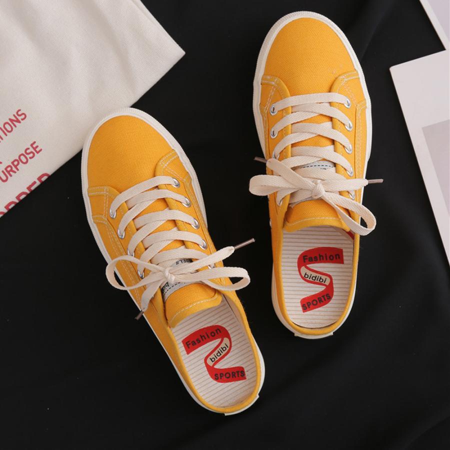 シューズ | スニーカー キャンバス 歩きやすい スリッポン かかとなし ローカット レディース スニーカー 春夏 美脚 スニーカー