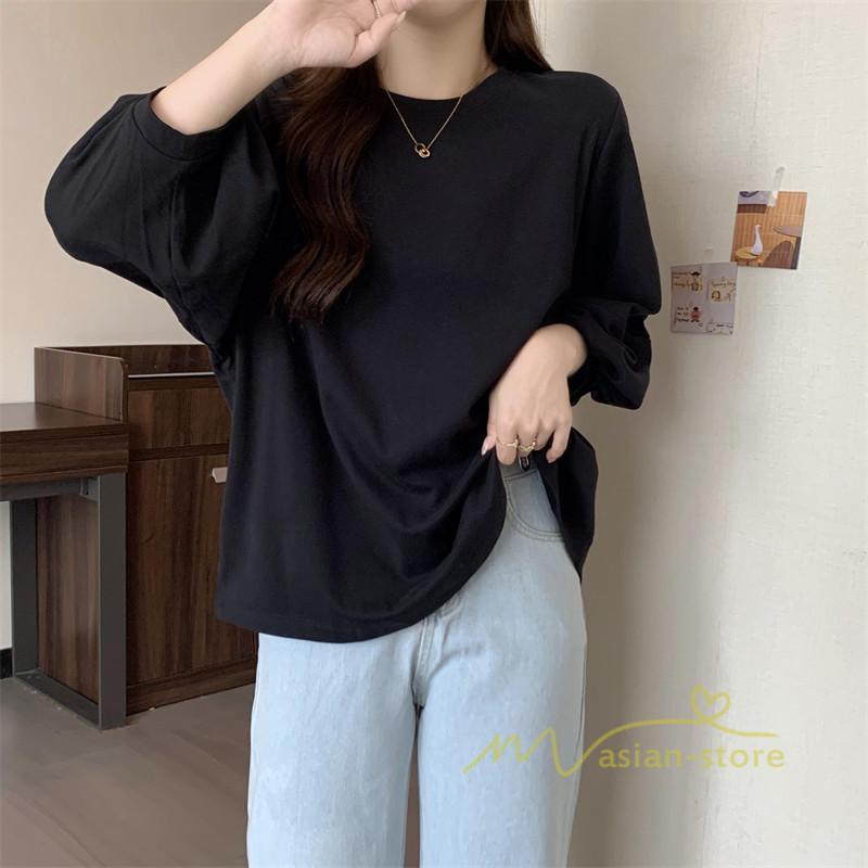 tシャツ・カットソー | 7分袖Tシャツ レディース Tシャツ 夏服 秋物 夏秋物 トップス 夏秋服 パフスリーブ ゆったり 無地 丸首 秋コーデ 春夏秋 可愛い 20代30代 40代50代 夏コーデ
