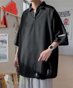Tシャツ | ポロシャツ メンズ シャツ トップス 半袖 無地 シンプル カジュアル 夏新作 大きいサイズ 黒 白 ゆったり サマーシャツ ファスナー 大きいサイズ 体型カバー