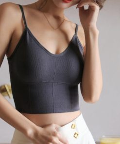 キャミソール | リブレディース 下着 カップ付き タンクトップ インナー ショート丈 Uオープンバック ベアトップブラ 春夏