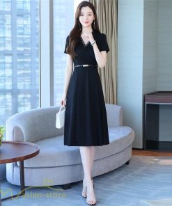 ミディアム | Aラインワンピース ワンピース レディース 着痩せ 無地 半袖 Vネック ひざ丈 ミディアムワンピース カジュアル おしゃれ 30代 20代 上品 大きいサイズ 40代