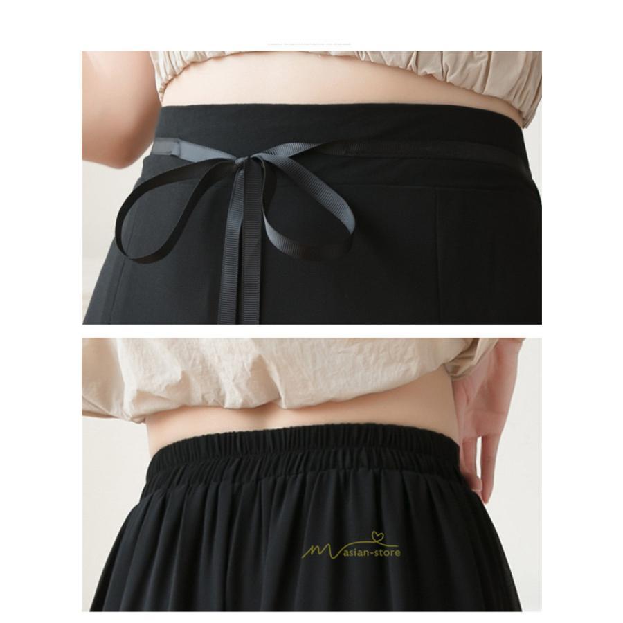 ワイドパンツ | ガウチョパンツ 無地 レディース ボトムス ハイウエスト ゆったり パンツ シフォンパンツ 涼しい 夏新作 さらさら カジュアル 30代40代 体型カバー