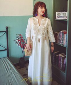 マキシ | リゾートワンピース レディース サマードレス ロング 五分袖 沖縄 旅行用 大人 20代 30代 40代 可愛い バカンス ふんわり フェミニン お洒落 民族風