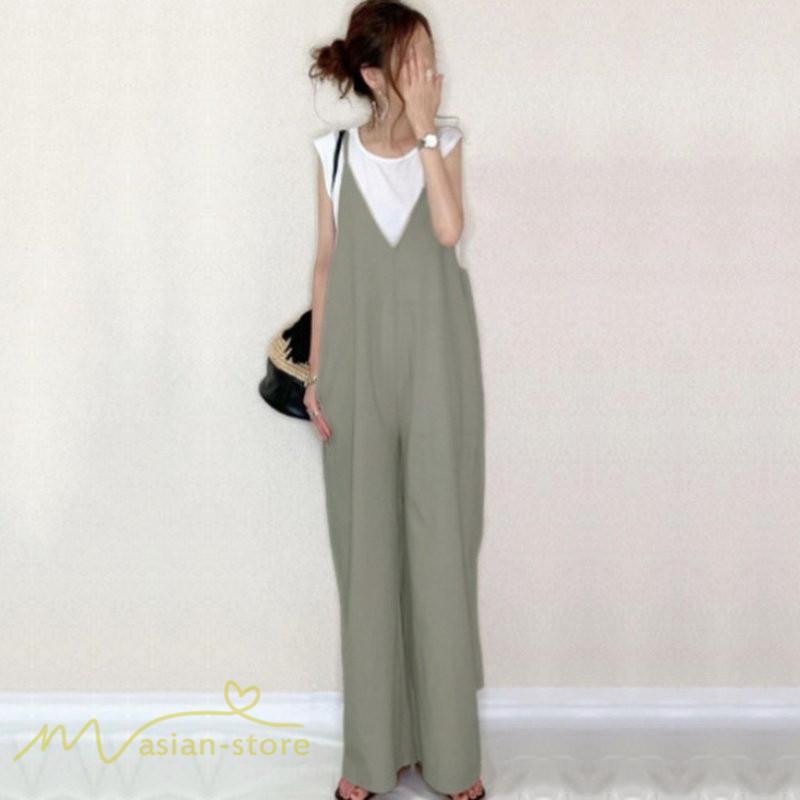 オーバーオール サロペット | オールインワン レディース サロペット シンプル つなぎ きれいめ パンツ 20代 30代 無地 可愛い ロングパンツ 上品 かわいい 5色展開 フリーサイズ シンプル