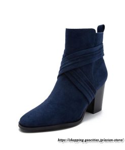 ショートブーツ | 大きいサイズ26.5cm レディース 上品 ブーツ 秋冬 春 チャンキーヒール 太ヒール ハイヒール サイドファスナー 大人 黒ブーツ ポインテッドトゥ