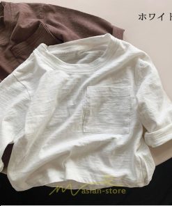衣装 服 | 子供服 子ども服 こども服 キッズ 長袖tシャツ 女の子 男の子 長袖 トップス ロンT クルーネック コットン 高品質 保育園 胸ポケット シンプル 無地 可愛い
