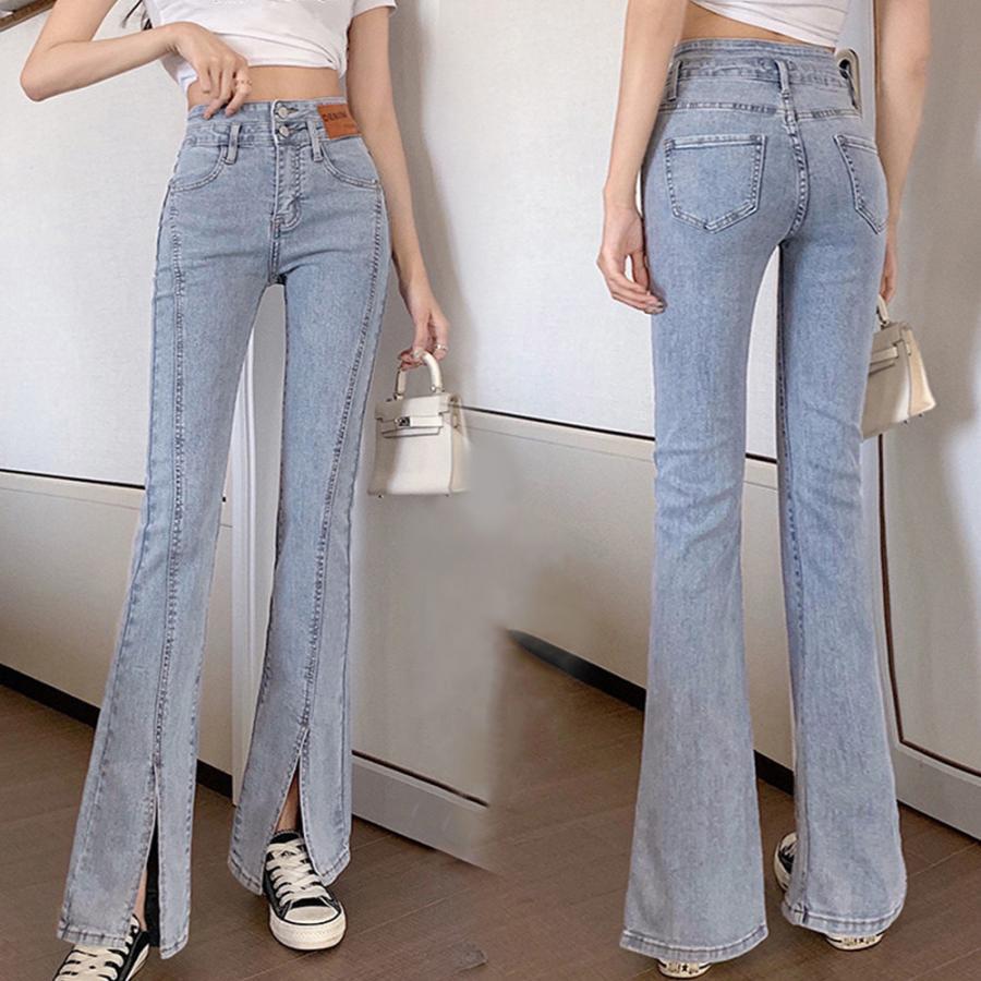 デニム | ハイウエスト デニムパンツ スリット韓国