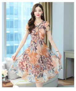 ミディアム | ワンピース サマー レディース 着痩せ 夏 半袖 Aラインワンピース カジュアル きれいめ おしゃれ 上品 Vネック 40代 エレガント 大きいサイズ 日常 20代 30代