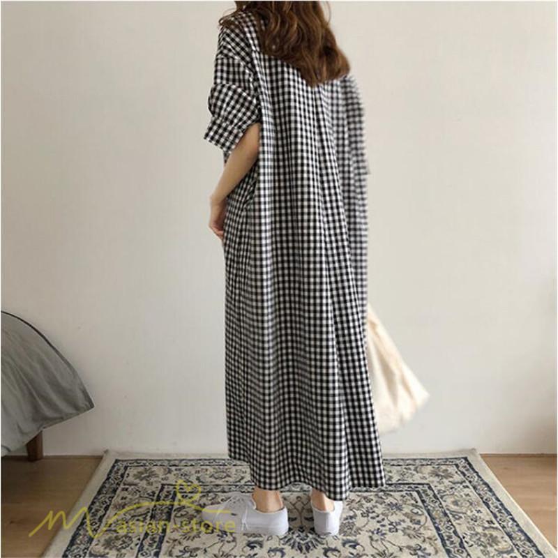 マキシ | ワンピース シャツワンピース チェック柄 可愛い マキシワンピース レディース 5分袖 春 夏 秋 20代 30代 着痩せ Aラインワンピース フリーサイズ 40代 50代