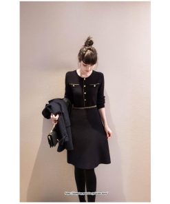 ミディアム | ニットワンピース レディース 40代 ワンピース 秋冬 長袖ワンピース 膝丈ワンピース ニットAラインスカート ロング丈 オシャレ通勤 30代50代 韓国風 大人上品