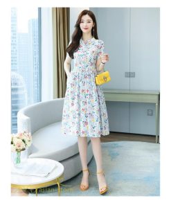ミディアム | ワンピース レディース 花柄 サマーワンピース 半袖 シャツワンピース 夏 30代 40代 きれいめ プリント おしゃれ 膝丈 ミディアムワンピース 大きいサイズ