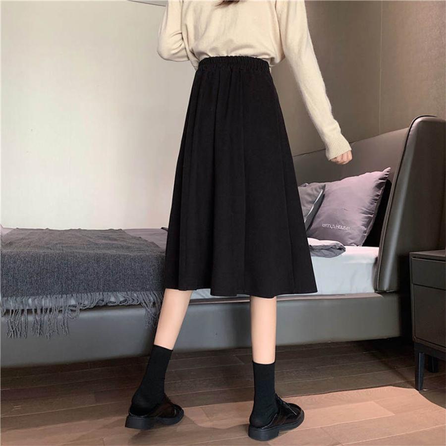 フレアスカート | ミモレ丈スカート ボトムス スカート 女性 スカート 春秋冬 レディース ファッション 後ろウエストゴム