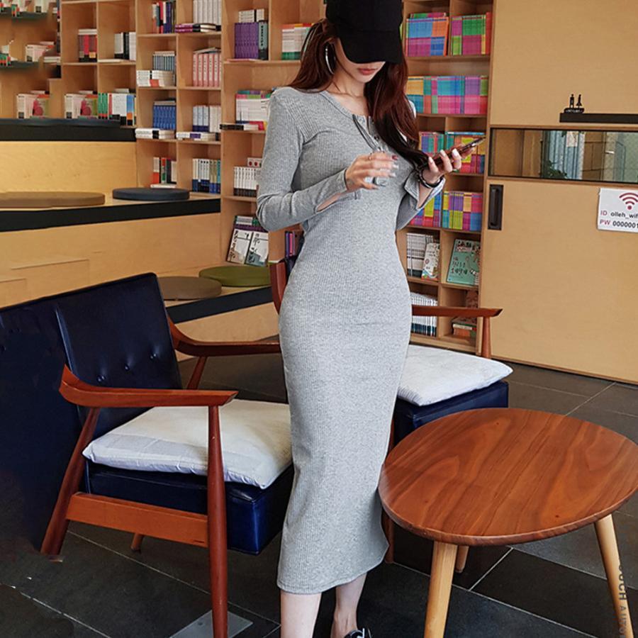 ワンピース | ニット秋冬 30代40代 レディース リブニット 長袖 セクシー ロングタイトスリムフィット きれいめワンピ