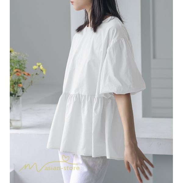 tシャツ・カットソー | Tシャツ レディース トップス サマー 半袖 無地 ゆったり ゆったり 可愛い フェイク 春物 夏服 カットソー 20代30代40代 ブラウス 薄手 体型カバー シンプル