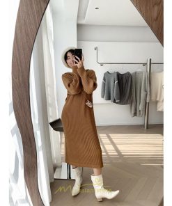 ニットワンピース | ワンピース 春 春服 レディース 長袖 ゆったり 秋 冬 ロング丈 可愛い おしゃれ 韓国風 着痩せ お出かけ 暖か 体型カバー 韓国ファッション