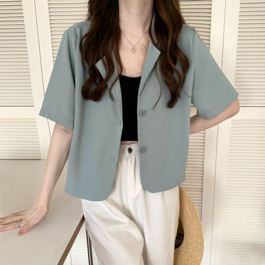 テーラードジャケット | ベーシッククロップド丈半袖ジャケット