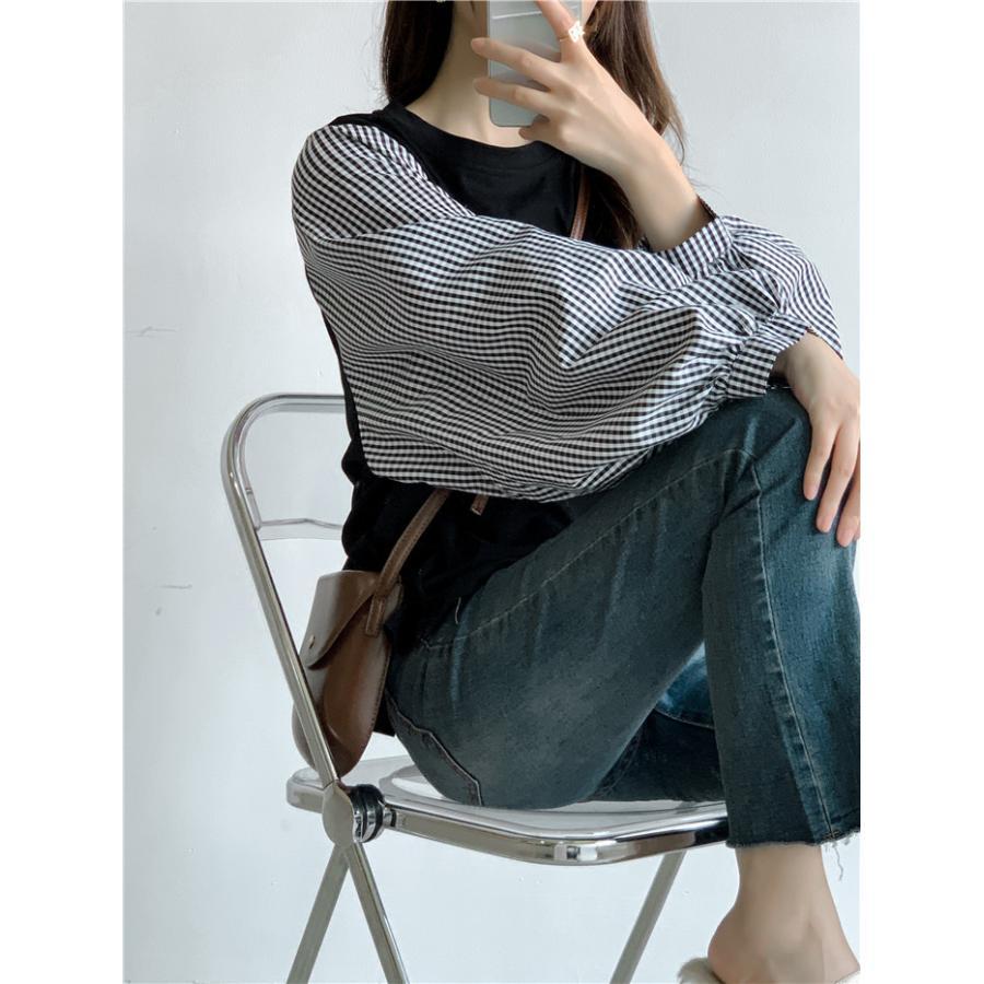 tシャツ・カットソー | Tシャツ 長袖 レディース カジュアル レイヤード カットソー シャツ 異素材 切り替え トップス Tシャツ ブラウス 20代 重ね着 30代 秋物 50代 ゆったり