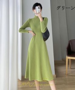 ニットワンピース | レディース 冬 きれいめ ニットフレア ロング おしゃれ タートルネック 秋冬 送料無料 通勤 可愛い おしゃれ デート 20代30代40代50代