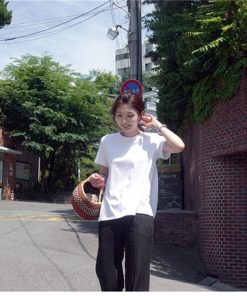 ｔシャツ・カットソー | Tシャツ レディース トップス 夏 半袖 可愛い 無地 切り替え 後ろプリーツ 黒 プルオーバー 体型カバー シンプル OL 大人 夏服 サマー