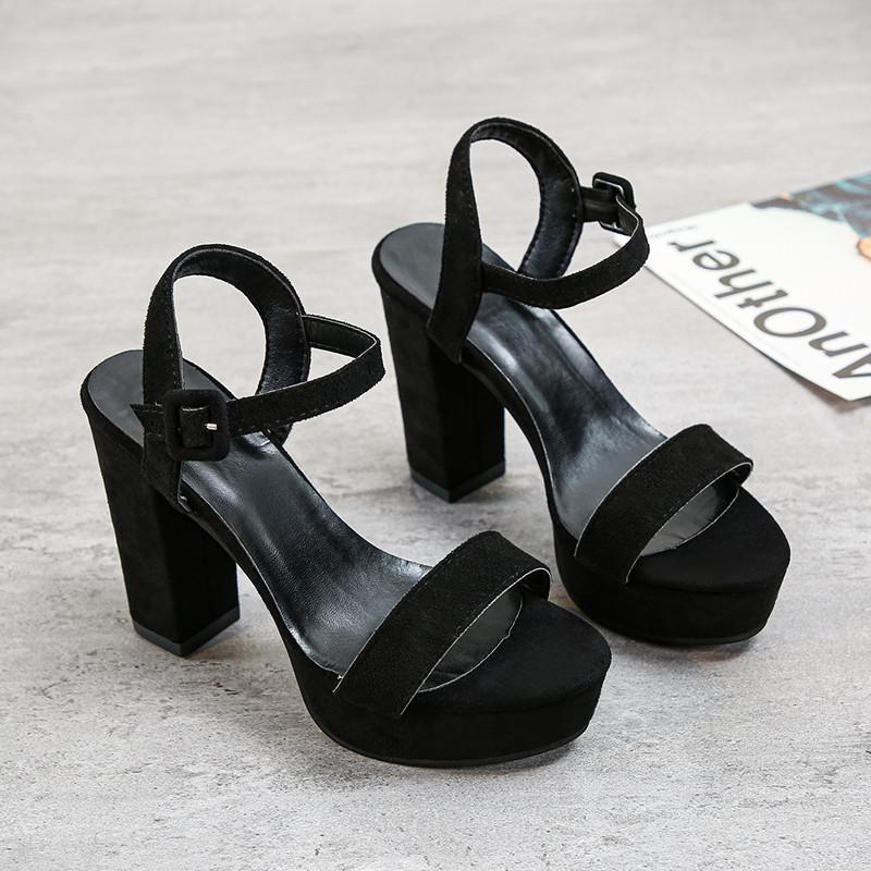 サンダル ミュール | スエードサンダル ラウンドトゥ 太ヒール ストラップサンダル 大きいサイズ サンダル 黒 スエード調 靴 シューズ ハイヒール 大人 30代 二次会 無地