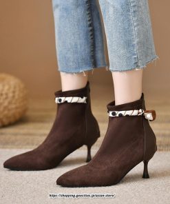 ブーツ | ブーティ ショート レディース ピンヒール 痛くない ファスナー 疲れない 歩きやすい 暖かい 秋冬 飾り 外出 お出かけ デート 女子会 二次会