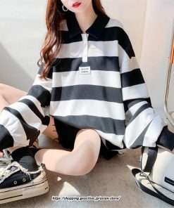 パーカー | トレーナー レディース スウェット 大きいサイズ 韓国 トップス 長袖 おしゃれ ボーダー柄 チュニック 送料無料 体型カバー 大きいサイズ Tシャツ