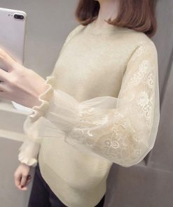 ニット・セーター | ニットセーター カットソー バルーン袖 袖チュール切り替え レディース 長袖 おしゃれ ニットトップス プルオーバー