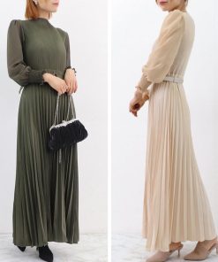 ドレス | プリーツ ワンピース ウエストマーク上品