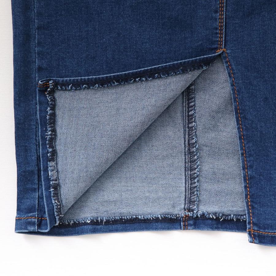 クロップドパンツ | 着やせ スカート デニムスカート ひざ下 タイトスカート レディース デニム フロントボタン 細見え スリット