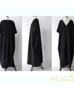 マキシ | ワンピース 五分袖 ロングワンピース レディース 秋物 夏 羽織り ゆったり 大きめ ポケット Aラインワンピース 30代40代50代 無地 可愛い 落ち感 Vネック 大人