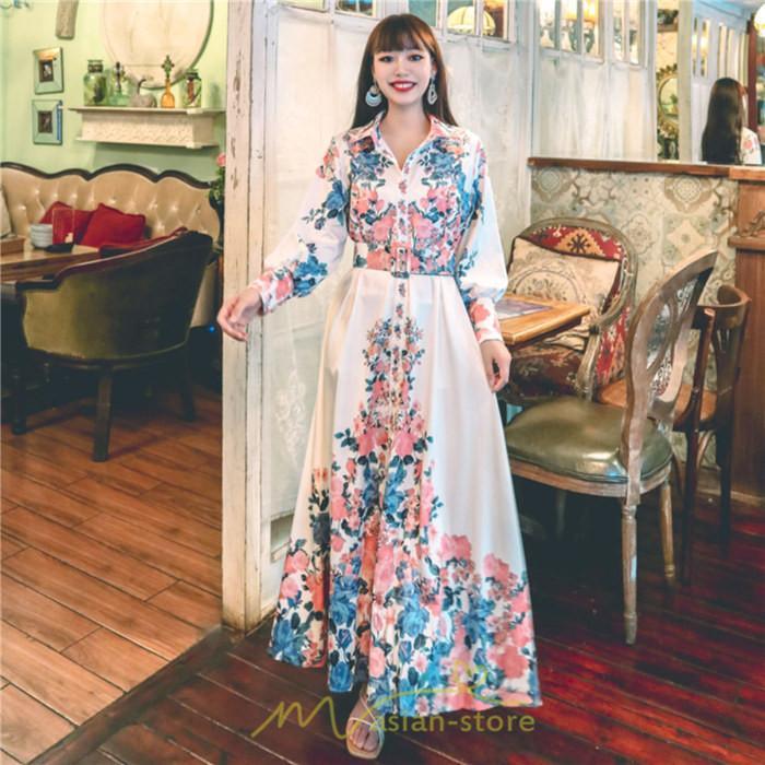 マキシ | ワンピース 長袖 きれいめ 春 ロング 大人 ロング丈 リラックス レディース ルームウェア 上品 旅行 体型カバー リゾート フランス風 着痩せ