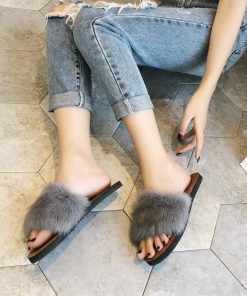 サンダル | ファーレディースミュール ぺたんこ スリッパ 韓国