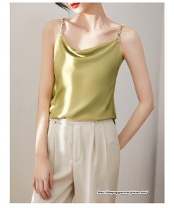 キャミソール タンクトップ | キャミソール サテン インナー レディース 重ね着 キャミ サテン生地 下着 肌着 ノースリーブ 光沢感のあるキャミソール 春 夏 秋 滑らかな手触り トップス